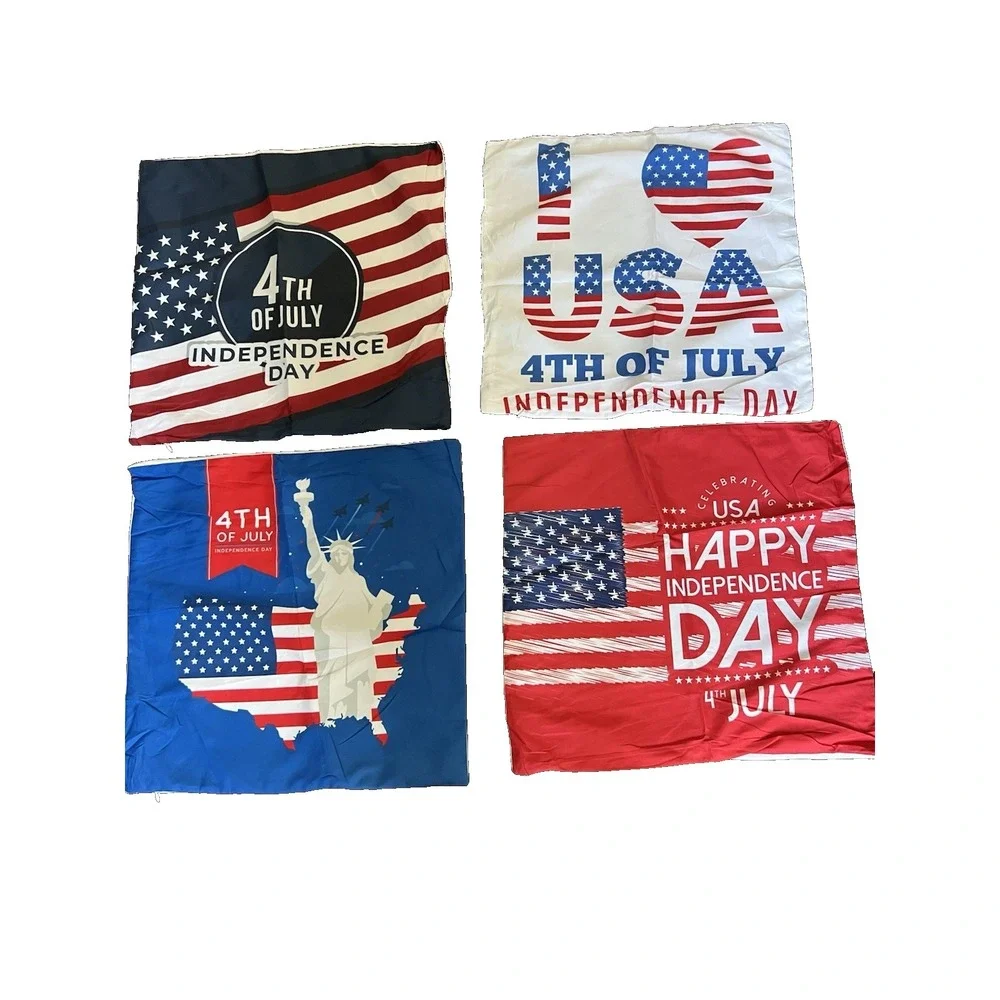 4Th of July Pillow Covers 18X18 Inch,Set of 4 Patriotic Red White Blue‎ Summer